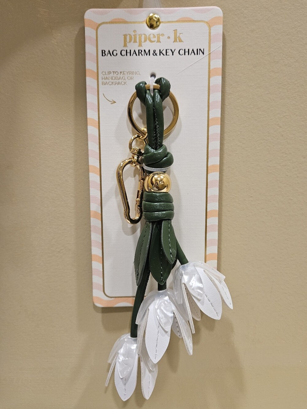 Piper K White Floral Bag Charm - Picture 3 of 7
